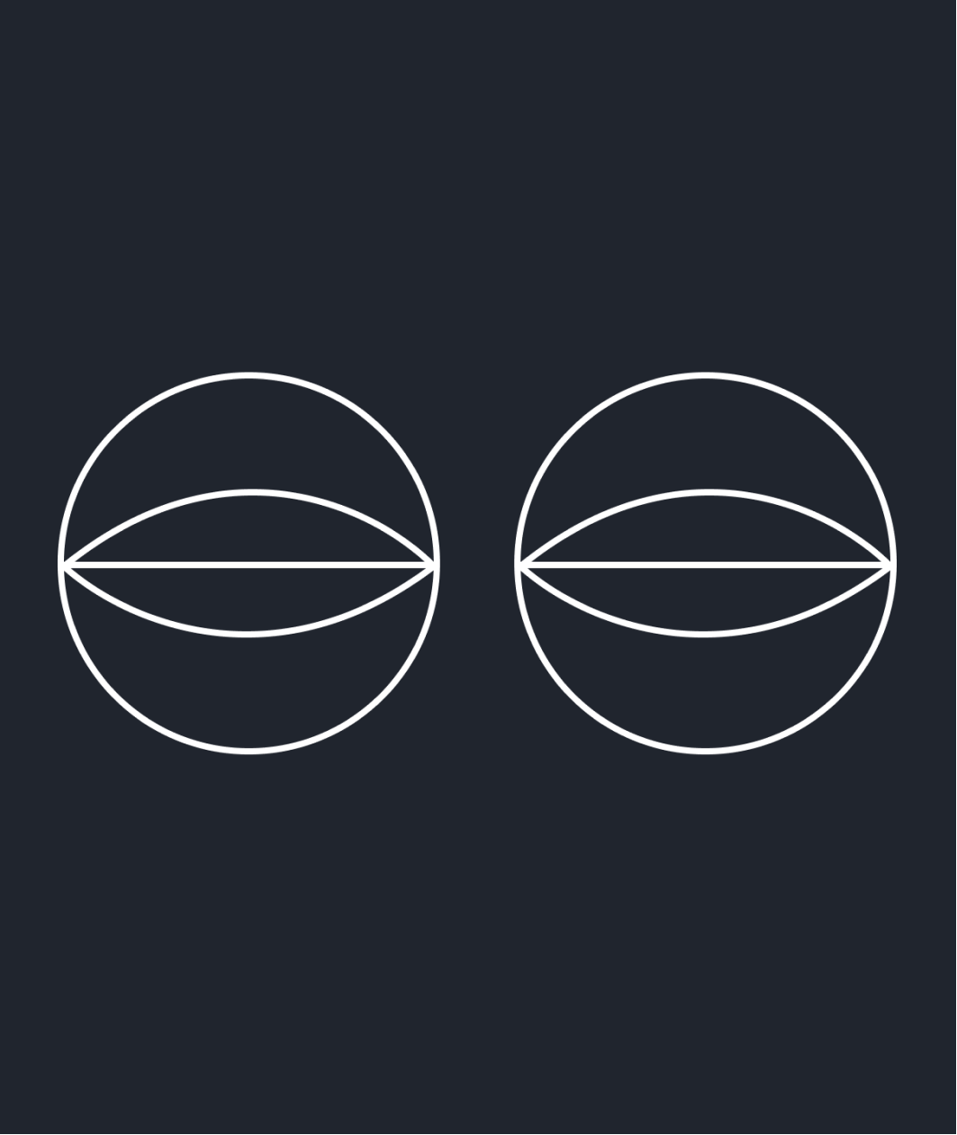 A abstract line drawing of two eyes on black background.